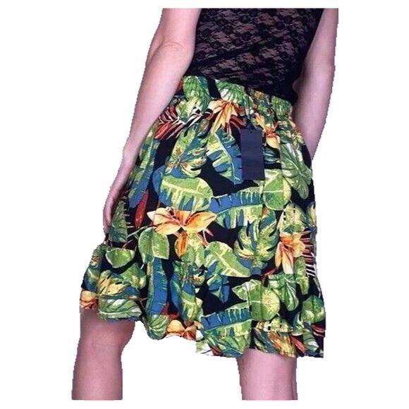 Rachel Roy X-Small Multi-Color Floral Mini Skirt Elastic Waist 2 Tier Peplum - Picture 2 of 12